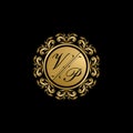 Gold Classy Wedding Sign VP Letter Logo