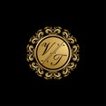 Gold Classy Wedding Sign VT Letter Logo