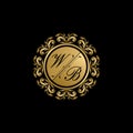Gold Classy Wedding Sign WB Letter Logo