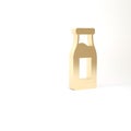 Gold Closed glass bottle with milk icon isolated on white background. 3d illustration 3D render Royalty Free Stock Photo