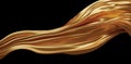 Gold cloth flying in the wind isolated on black background 3D render Royalty Free Stock Photo