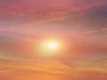 Beautiful gold  pink sunset at sea  water reflection sun light on  gold yellow  clouds sky  nature background Royalty Free Stock Photo