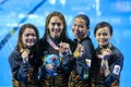 Jun Hoong Cheong and Pandelela Rinong Pamg, Mun Yee Leong and Nur Dhabitah Sabri of Malaysia