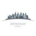 Gold Coast Australia city silhouette white background