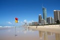 GOLD COAST, AUSTRALIA - MARCH 25, 2008: People visit the beach in Surfers Paradise, Gold Coast, Australia. With more than 500,000 Royalty Free Stock Photo
