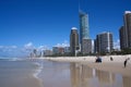 GOLD COAST, AUSTRALIA - MARCH 25, 2008: People visit the beach in Surfers Paradise, Gold Coast, Australia. With more than 500,000 Royalty Free Stock Photo