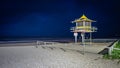 Gold Coast, QLD, Australia - Lifeguard\'s beach box in Broadbeach with Christmas decorations at night Royalty Free Stock Photo