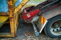 Transport industry hooklift detachable bin technology in action Royalty Free Stock Photo