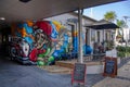 Gold Coast Queensland Australia October 20 2018 mural graffiti wall art on front road side entrance of a coffee shop