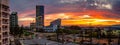 Gold Coast, Queensland, Australia - Panorama of Broadbeach star casino and hotels illuminated at sunset Royalty Free Stock Photo