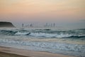 The Gold Coast Skyline in Australia from a Beach at Sunrise Royalty Free Stock Photo