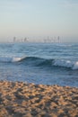 The Gold Coast Skyline Australia from a Beach at Sunrise Royalty Free Stock Photo