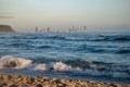 The Gold Coast Skyline Australia from a Beach at Sunrise Royalty Free Stock Photo