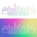 Gold Coast skyline. Colorful linear style.