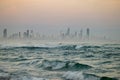 The Gold Coast Skyline at Sunrise from the Pacific OceanThe Gold Coast Skyline in Australia at Sunrise from the Pacific Ocean Royalty Free Stock Photo