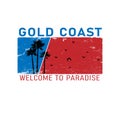 Gold Coast Vector illustration on the theme of surfing in Australia, Gold Coast City. Typography, t-shirt graphics