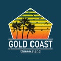 Gold Coast Vector illustration on the theme of surfing in Australia, Gold Coast City. Typography, t-shirt graphics