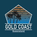 Gold Coast Vector illustration on the theme of surfing in Australia, Gold Coast City. Typography, t-shirt graphics