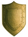 Gold coat of arms shield isolated with clipping Royalty Free Stock Photo