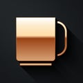 Gold Coffee cup icon isolated on black background. Tea cup. Hot drink coffee. Long shadow style. Vector Illustration Royalty Free Stock Photo