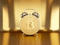 Gold coin alarm clock.Time is valuable.Business concept.