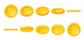 Gold coin animation. Money icon flip and rotate on horizontal axis. Golden cash. Round dollar. Mobile games and apps