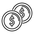 Gold coin auction icon outline vector. Competition process