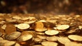Gold coin background created with Generative AI. Precious metal. Luxury items. Royalty Free Stock Photo