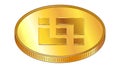 Gold coin Binance Coin BNB in isometric top view isolated on white.