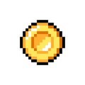 gold coin 8-bit pixel graphics icon. Pixel art style. Game assets. 8-bit sprite. Isolated vector illustration EPS 10