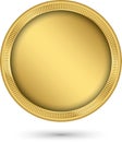 Gold coin, blank golden coin, vector Royalty Free Stock Photo