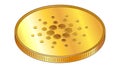 Gold coin Cardano ADA in isometric top view isolated on white.