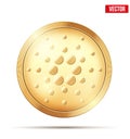 Gold coin with Cardano cryptocurrency sign.