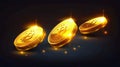 Gold coin 3D in different rotation angles. Modern set of realistic sprites for rotating animation of the simple currency