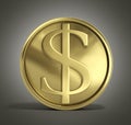 gold coin with dollar sign 3d illustration on a gradient background Royalty Free Stock Photo