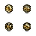 Gold coin with dollar sign illustration. vector dollar coin icon isolated on white background Royalty Free Stock Photo
