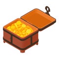 Gold coin dower chest icon, isometric style