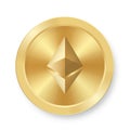 Gold coin of ethereum Concept of web internet cryptocurrency