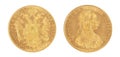 Gold coin FRANC IOS -Austrian emperor Royalty Free Stock Photo