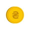 Gold coin with hryvnia sign icon, flat style Royalty Free Stock Photo