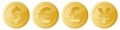 Gold coin icons isolated, editable vector illustration