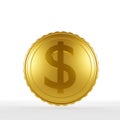 Gold coin isolated on a white background. 3d realistic coins isolated on white coin icon Royalty Free Stock Photo