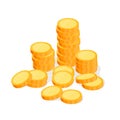 Gold coin. Lots of money isometric view