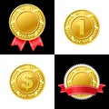 Gold Coin Medal Vector Icon