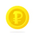 Gold coin of Russian ruble in flat style Royalty Free Stock Photo