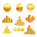 Gold coin set. Vector Royalty Free Stock Photo