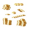 Gold coin set on white background vector illustration Royalty Free Stock Photo