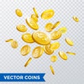 Gold coin splash bingo jackpot win casino poker coins vector 3D background Royalty Free Stock Photo