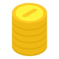 Gold coin stack icon, isometric style Royalty Free Stock Photo
