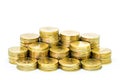 Gold coin stack isolated on white background Royalty Free Stock Photo
